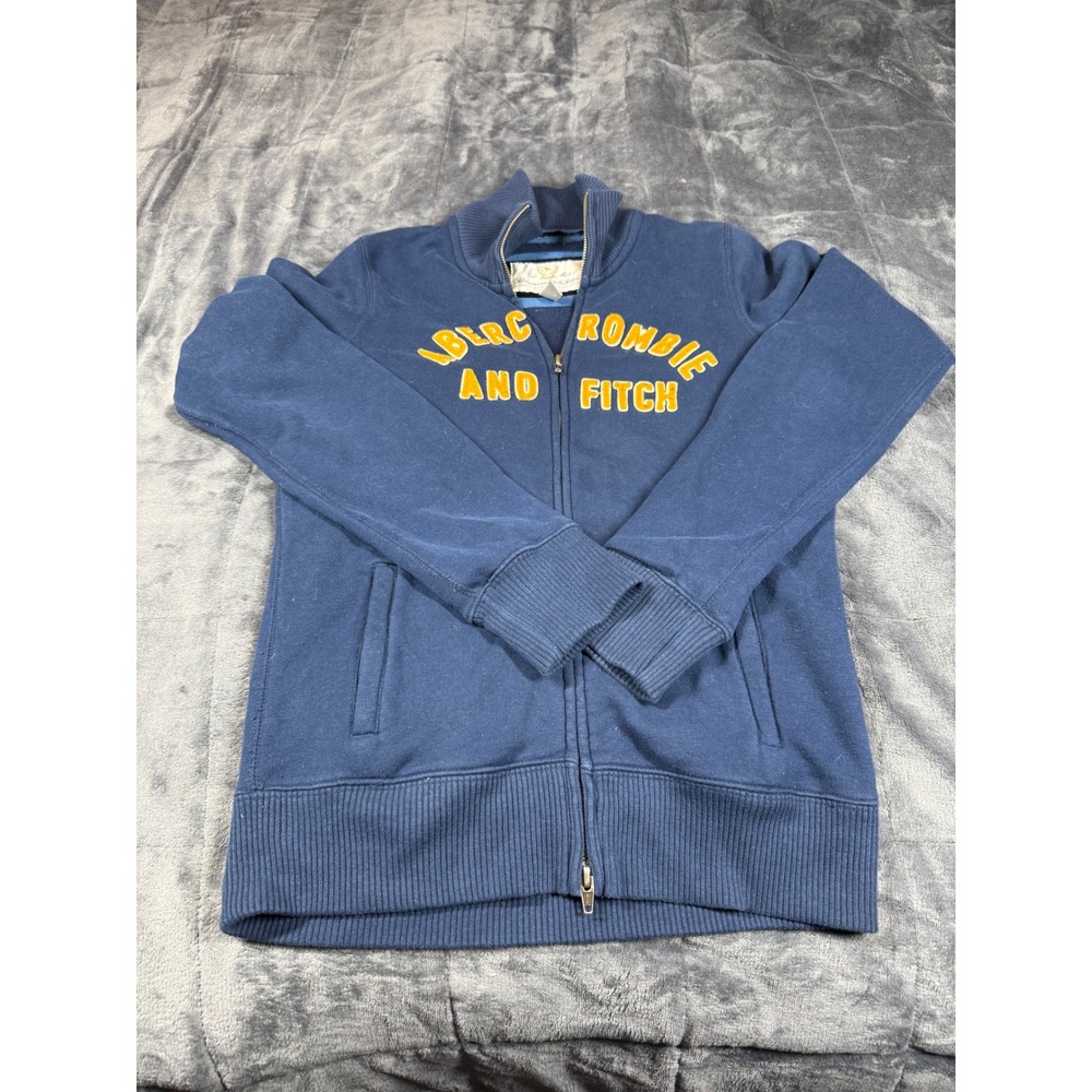 Abercrombie and Fitch Full Zip Jacket Womens L Blue Spell Out‎ Mock Neck